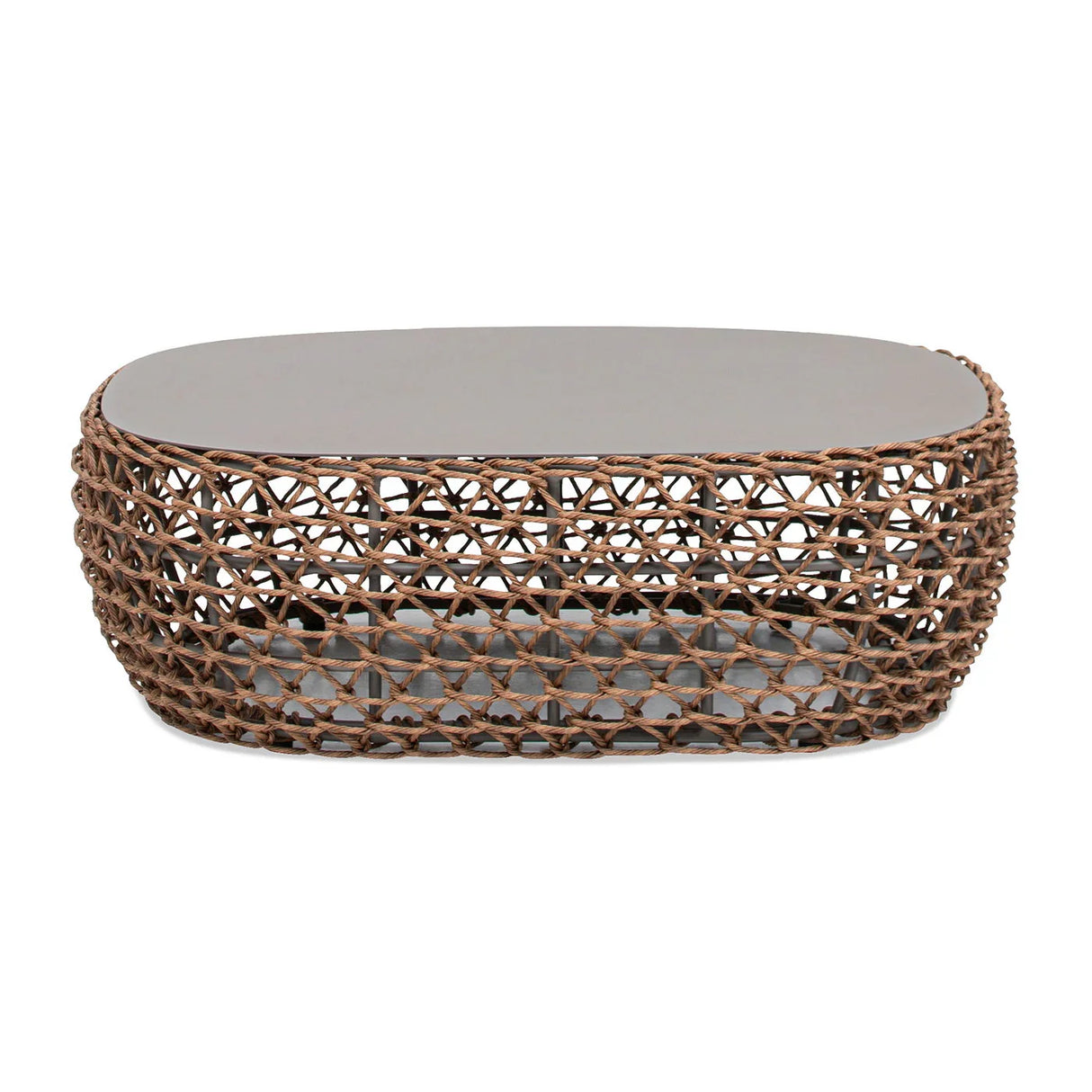 Willow - Oval Woven Patio Coffee Table, Wicker Frame - Furniture Home Direct