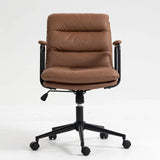 Office Chair, Mid Back Home Office Desk Task Chair With Wheels And Arms Ergonomic PU Leather Computer Rolling Swivel Chair With Padded Armrest - Furniture Home Direct
