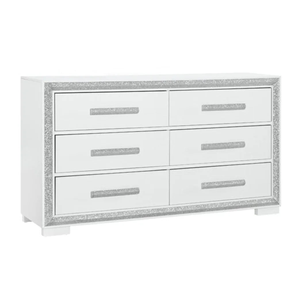 Bedroom Set Queen Size Contemporary Wood Pearl Silver - Furniture Home Direct