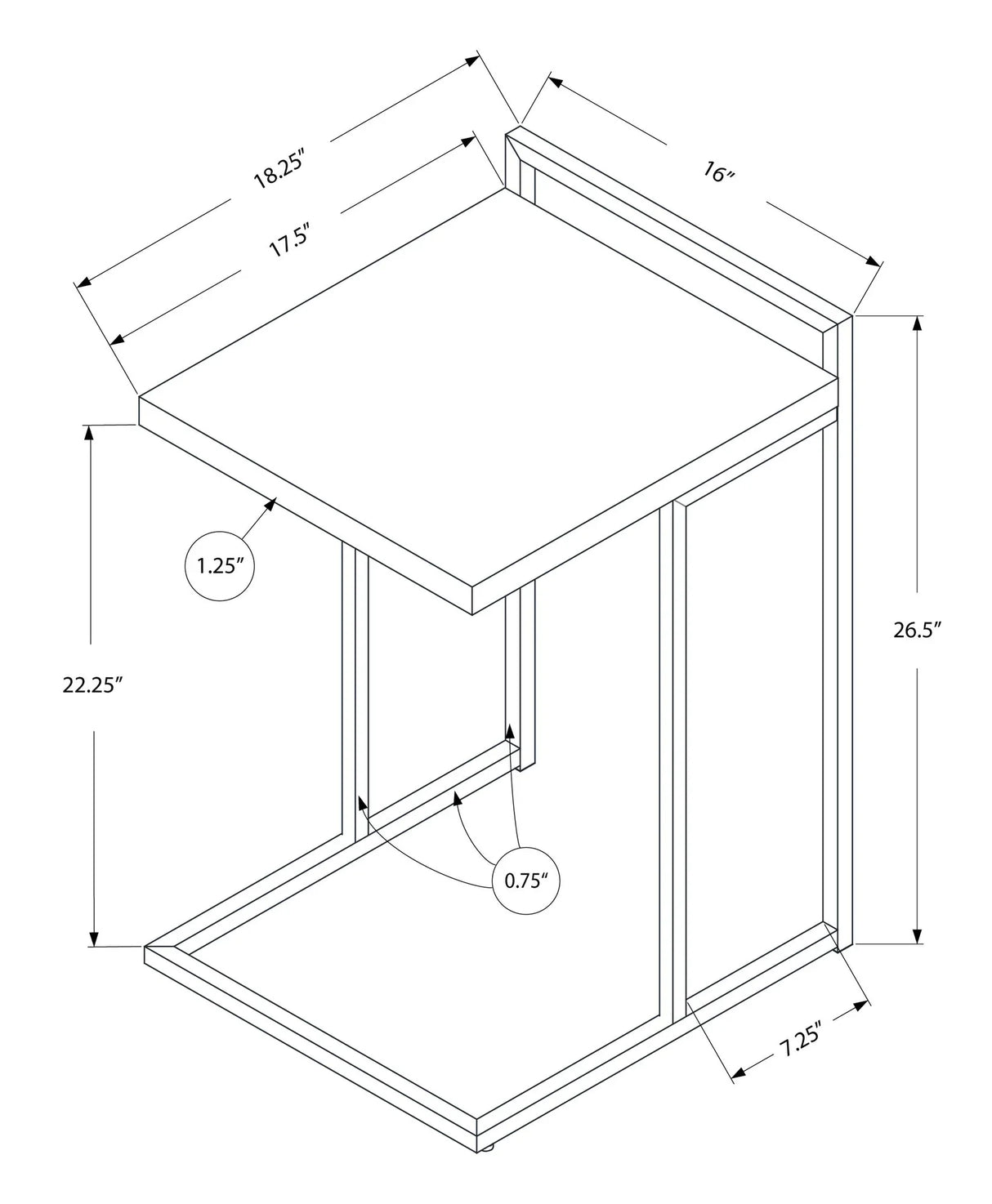 Accent Table, C - Shaped, Contemporary & Modern - Furniture Home Direct
