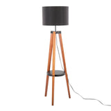 Compass - Mid Century Modern Floor Lamp With Shelf - Furniture Home Direct