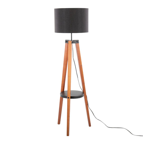 Compass - Mid Century Modern Floor Lamp With Shelf - Furniture Home Direct