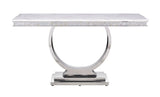 Zander - Printed Faux Marble Top Mirrored Console Table - Silver / White - Furniture Home Direct