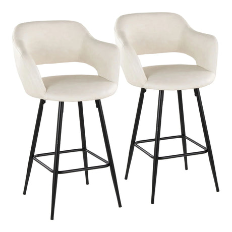 Margarite - Contemporary Fixed Height Counter Stool With Square Footrest (Set of 2) - Furniture Home Direct