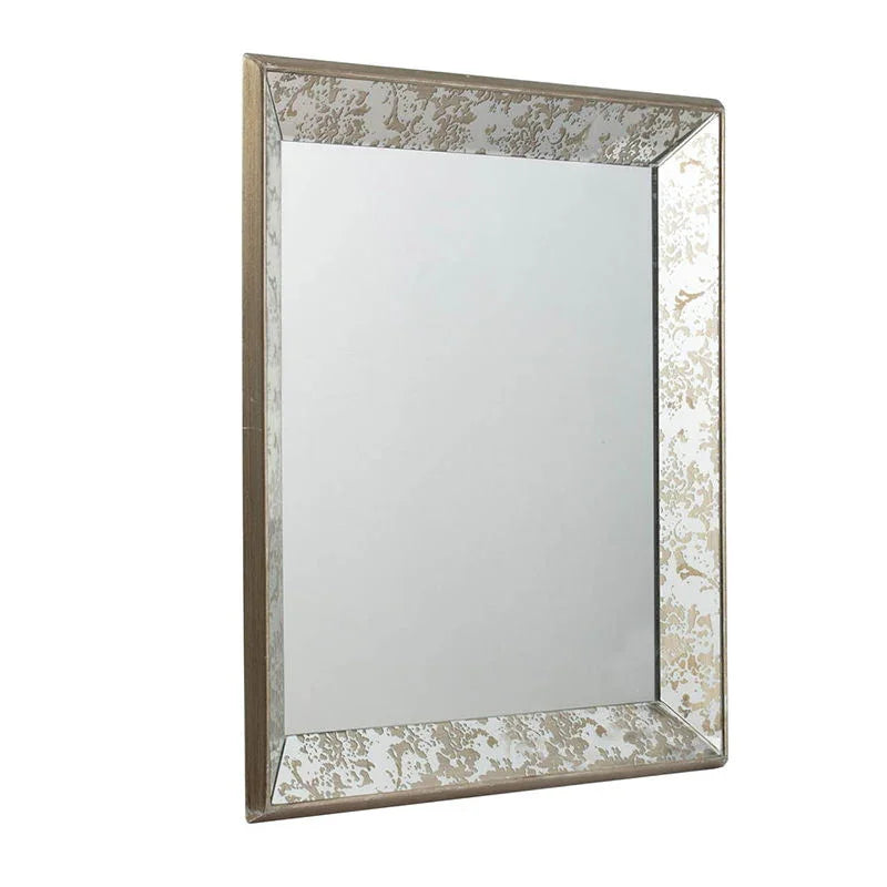 Antique Rectangle Mirror With Floral Accents, Mirrored Display Tray, Hanging Wall Mirror - Furniture Home Direct
