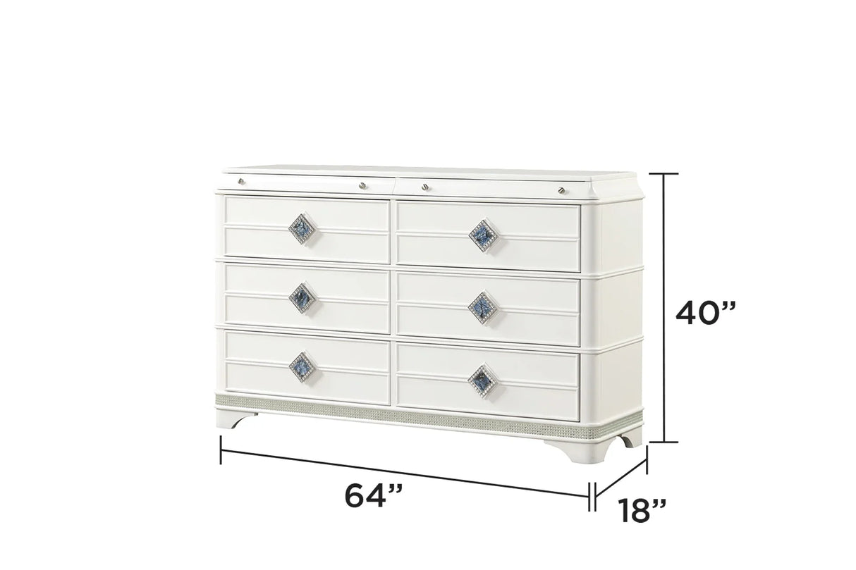 Queen Bedroom Set Modern LED Bed Dresser Nightstand White - Furniture Home Direct