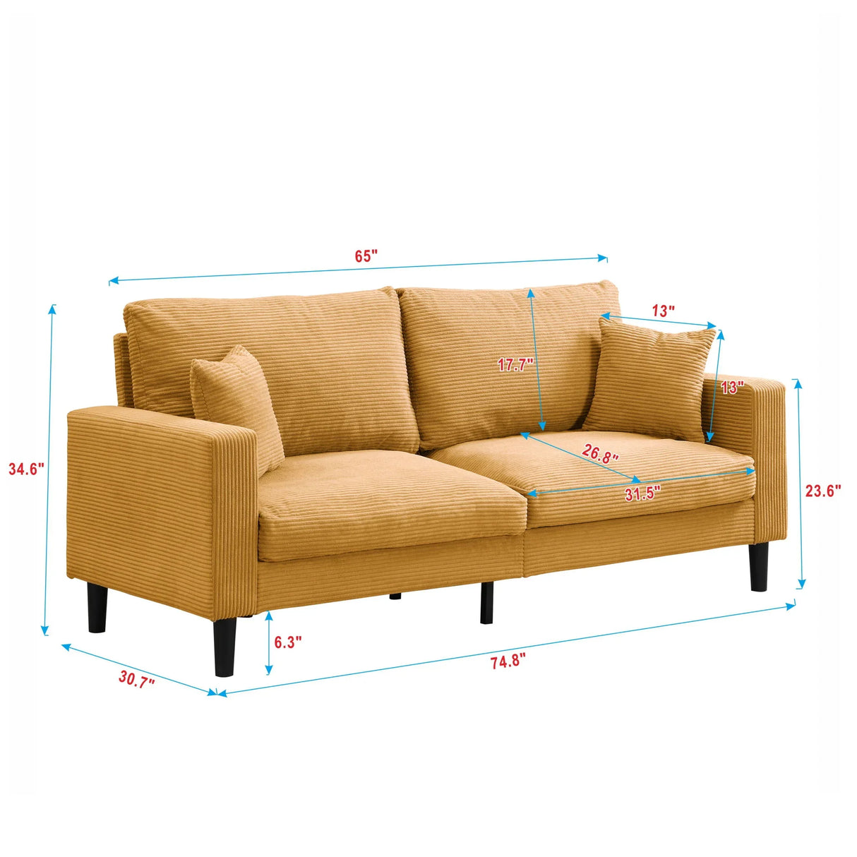 Modern Upholstered Resilience Three Seater Sofa - Furniture Home Direct