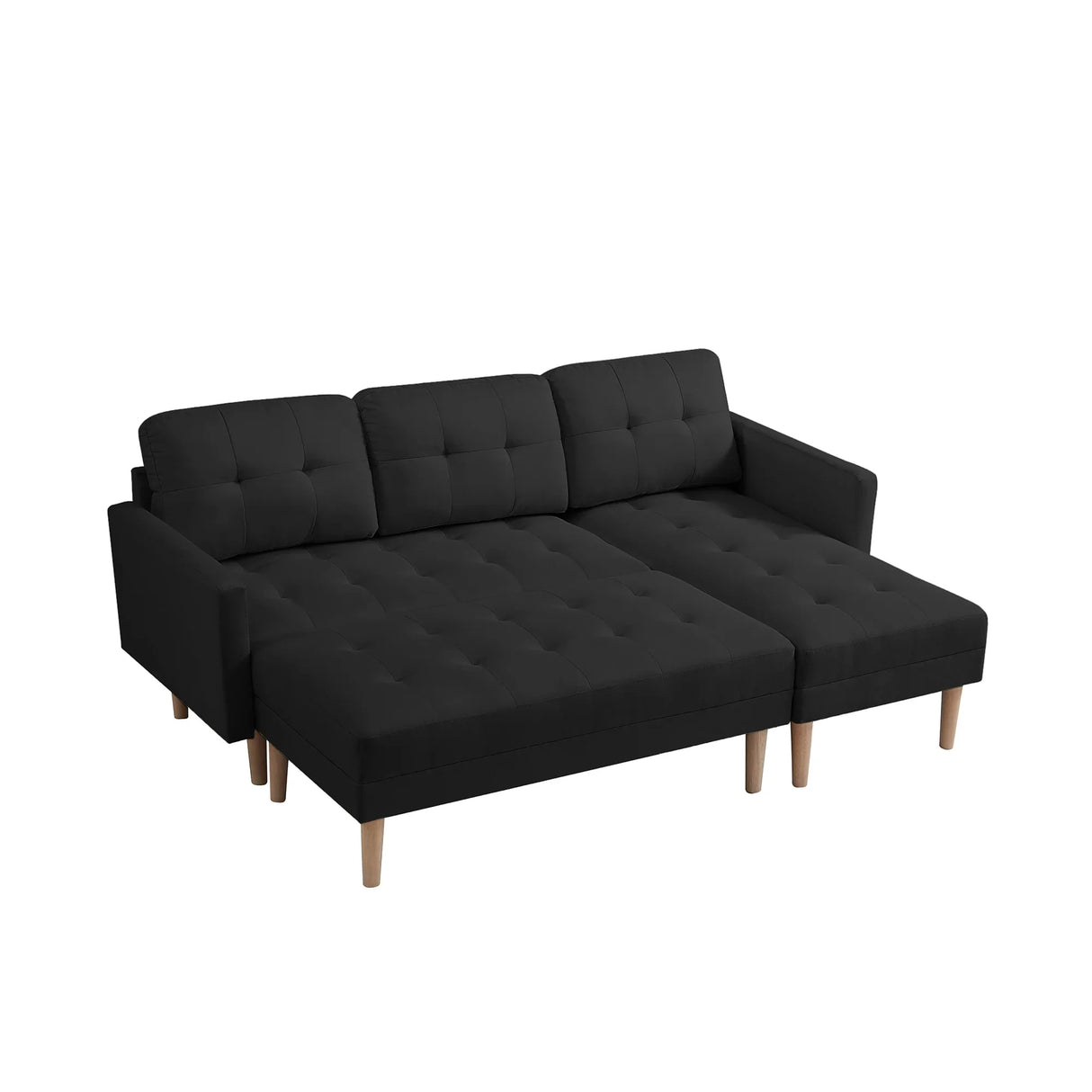 Right Facing Sofa Chaise with Ottoman - Black - Furniture Home Direct