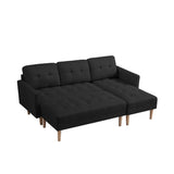 Right Facing Sofa Chaise with Ottoman - Black - Furniture Home Direct