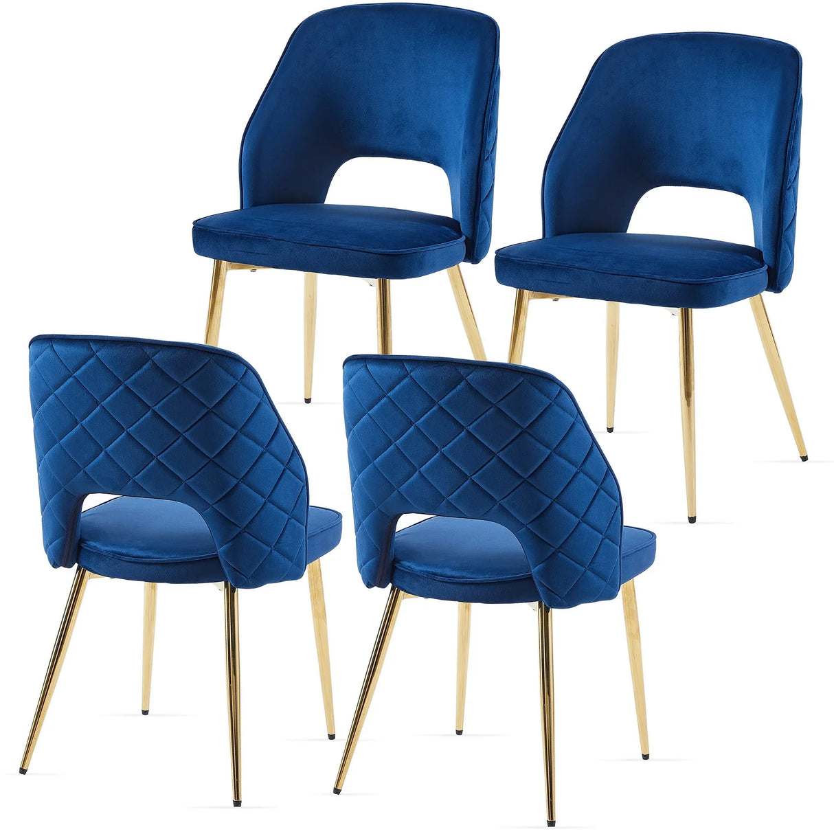 Velvet Dining Chairs With Metal Legs And Hollow Back Upholstered Dining Chairs - Furniture Home Direct