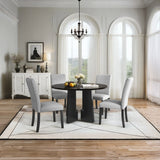 5 Piece Round Dining Table Set, Modern Table And 4 Upholstered Chairs For Dining Room - Furniture Home Direct