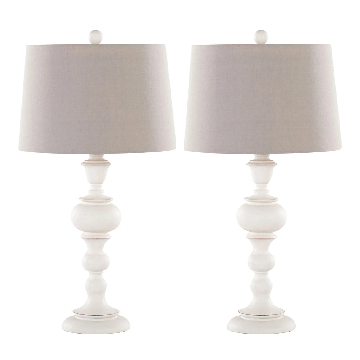 Morocco - Farmhouse Poly Table Lamp (Set of 2) - Distressed Off White / Soft Gray - Furniture Home Direct