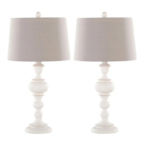 Morocco - Farmhouse Poly Table Lamp (Set of 2) - Distressed Off White / Soft Gray - Furniture Home Direct