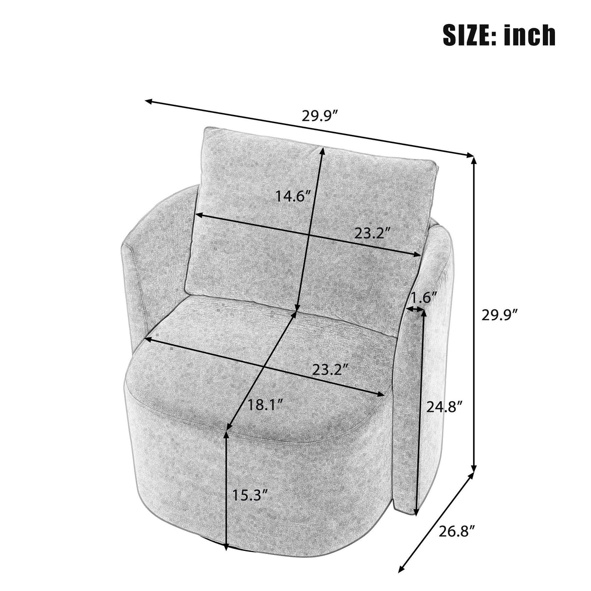 360° Modern Swivel Chair With Upholstered Curved Design - Furniture Home Direct