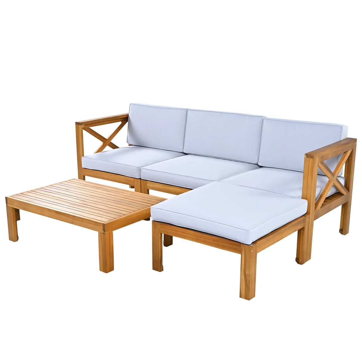 Outdoor 5-Piece Sectional With Cushions and Coffee Table - Furniture Home Direct