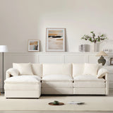Modular Sectional With Deep And Wide Seat, Cloud Couch Set With Double Cushions Sofa With Movable Ottoman - Furniture Home Direct
