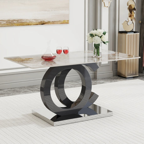 Large Rectangular Faux Marble Dining Table - Furniture Home Direct