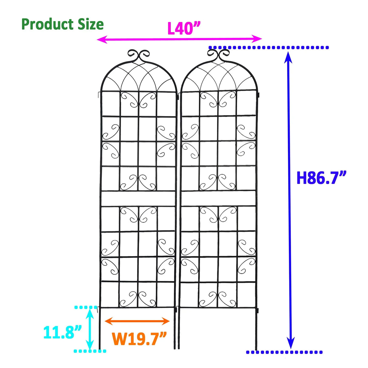 Metal Garden Rustproof Trellis For Climbing Plants Outdoor Flower Support - Furniture Home Direct