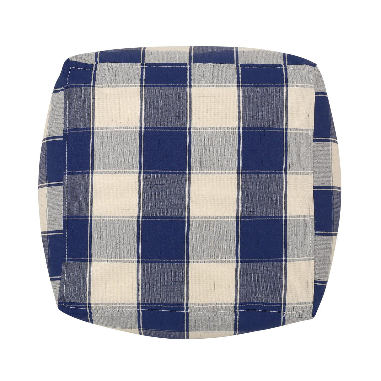 Connor - Checkered Square Pouf Ottoman And Floor Cushion - Ivory / Navy - Furniture Home Direct