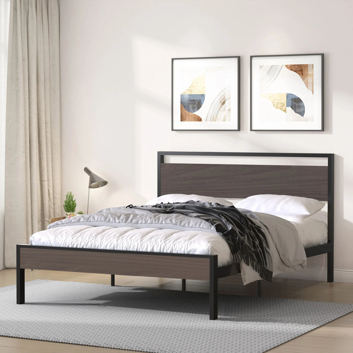Ceres - Metal Bed With Wood Headboard & Footboard - Furniture Home Direct
