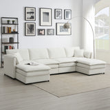 Sectional Sofa Chenille L Shaped Living Room Comfort Cream - Furniture Home Direct