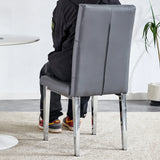 Dining Chairs Tufted Back Chrome Legs Charcoal Gray - Furniture Home Direct