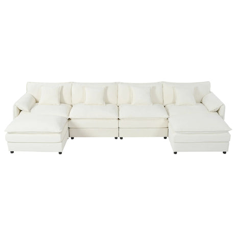 Modern Comfy Deep Seat Modular Sectional Sofa Cloud Couch With Ottoman - Furniture Home Direct