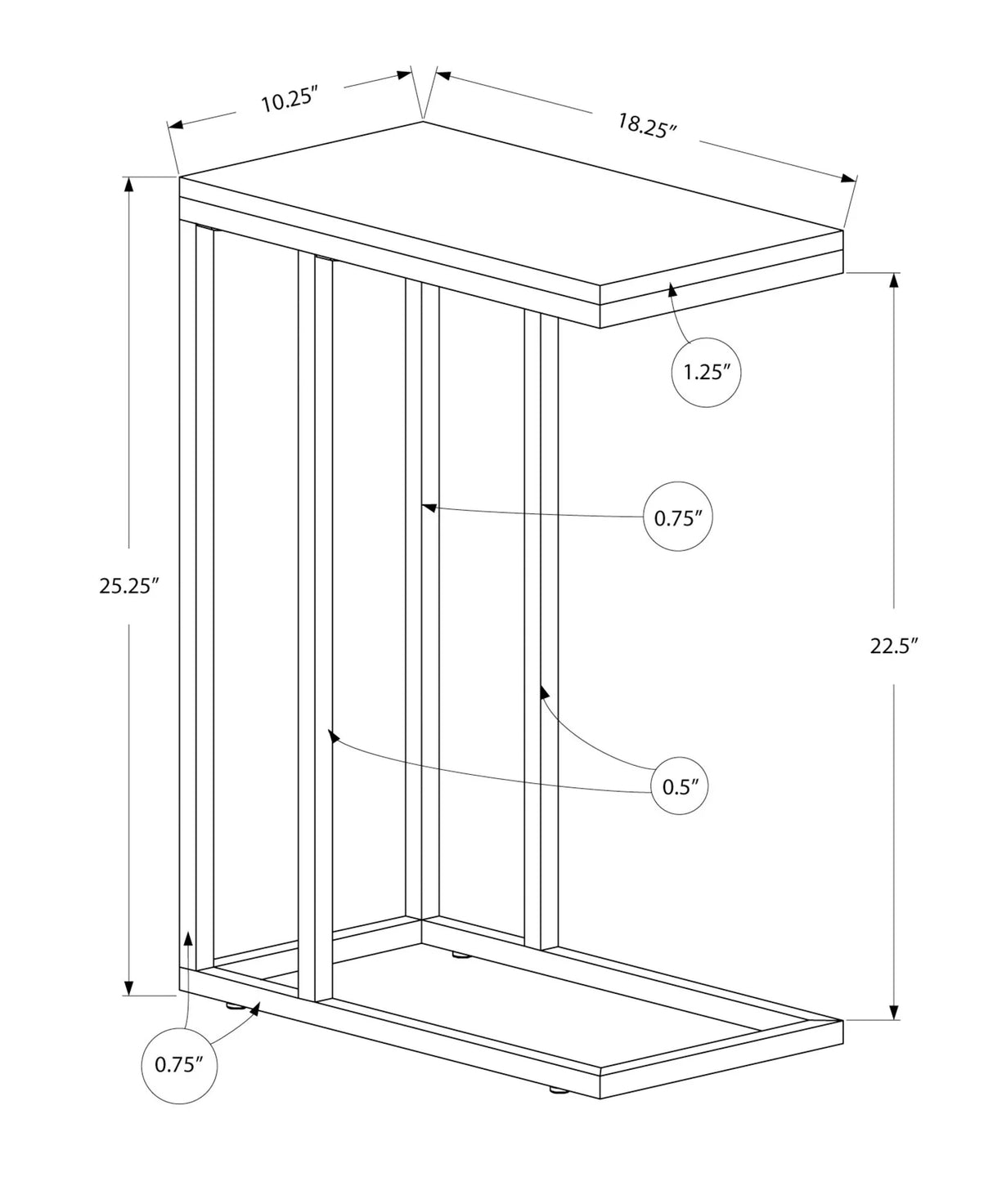 Accent Table, C - Shaped, Tempered Glass, Stylish Design Contemporary & Modern - Furniture Home Direct