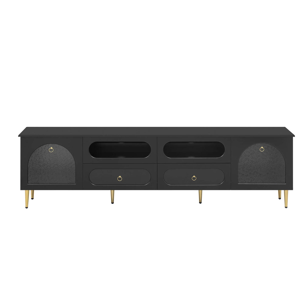 Retro TV Stand With 6 Metal Legs, 2 Cabinets, 4 Drawers And Anti-Tip Device - Furniture Home Direct