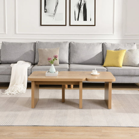 Coffee Table Wood Detachable Two Piece Living Room Oak - Furniture Home Direct