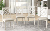 Dining Set Round Table With Upholstered Chairs Walnut Beige - Furniture Home Direct