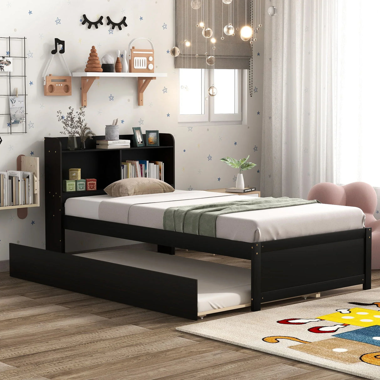 Twin Bed With Trundle, Bookcase - Furniture Home Direct