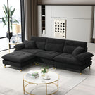 L Shaped Convertible Sectional Sofa 4 Seat Tufted Couch Set With Two Tone Adjust Legs Cloud Movable Ottoman - Furniture Home Direct