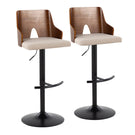Ariana - Mid Century Modern Adjustable Barstool Stool With Swivel With Rounded T Footrest (Set of 2) - Furniture Home Direct