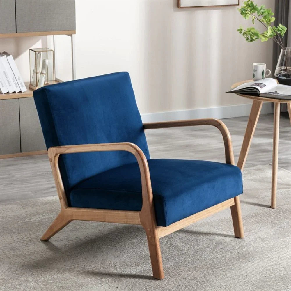 Classic Mid-Century Modern Accent Chairs, Open Framed Armchair With Cushioning - Furniture Home Direct