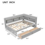 Full Bed With L-Shaped Bookcases, Drawers - Furniture Home Direct