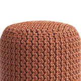 Wynne - Round Knitted Outdoor / Indoor Pouf - Orange - Furniture Home Direct