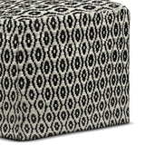 Kiana - Square Woven Outdoor / Indoor Pouf - Black / White - Furniture Home Direct