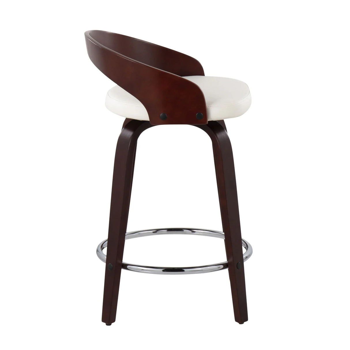 Grotto - Contemporary Fixed Height Counter Stool & Swivel With Round Footrest (Set of 2) - Furniture Home Direct