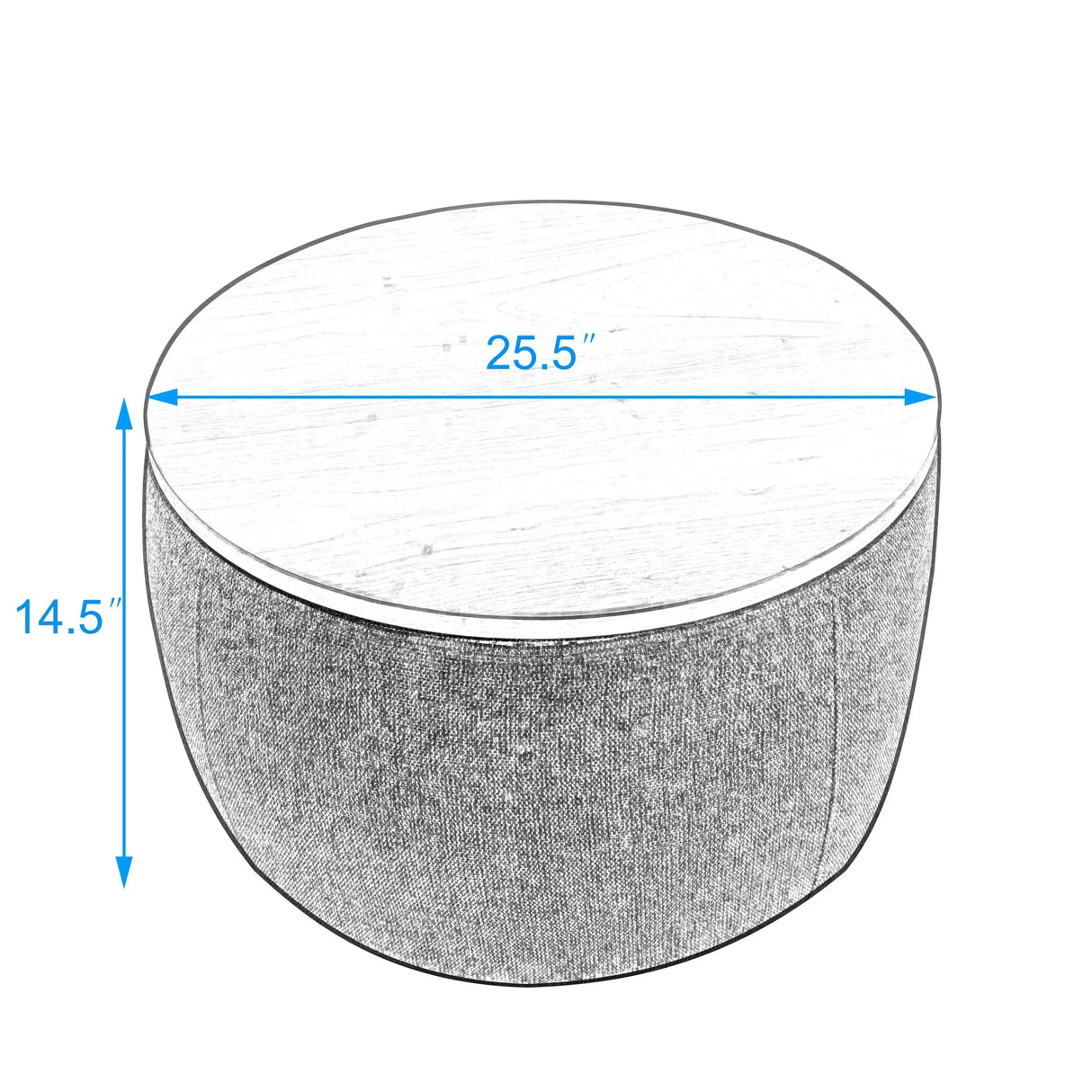 Round Storage Coffee Table - Grey - Furniture Home Direct