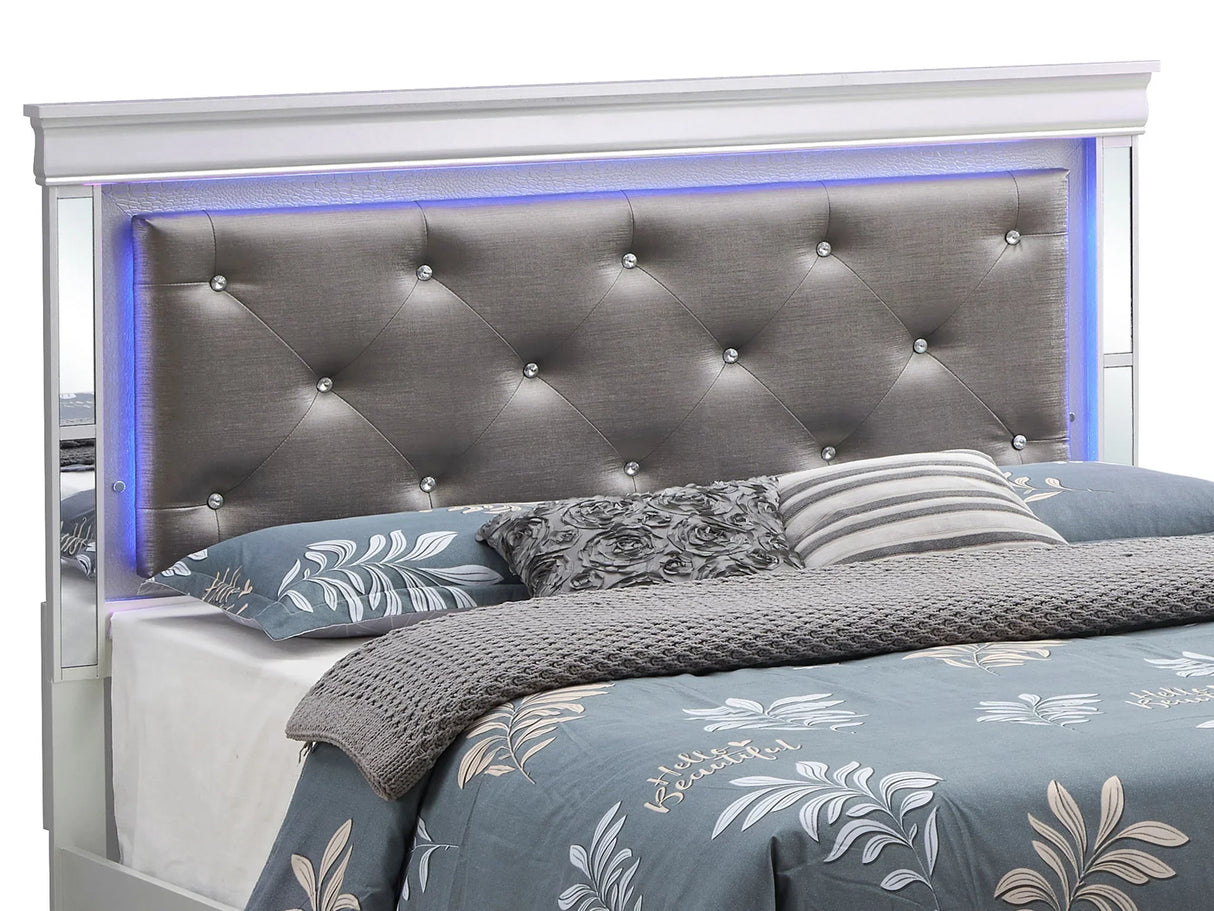 Bed With LED Light Accents Headboard - Furniture Home Direct