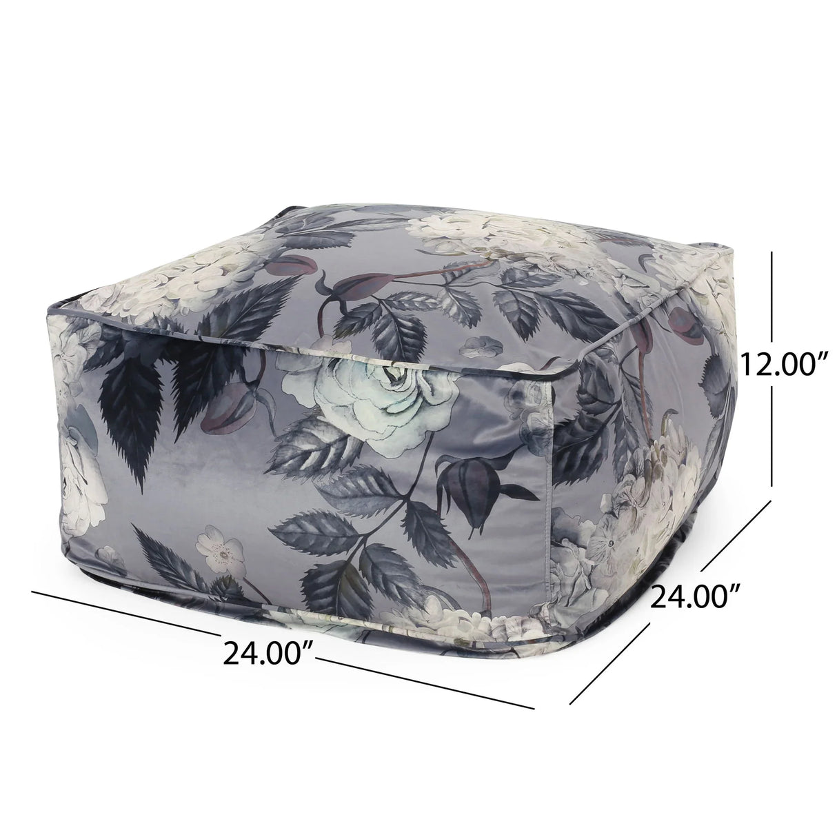 Hazel - Large Square Pouf With Flower Print - Furniture Home Direct
