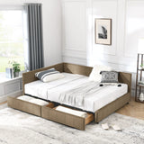 Mid-Century Storage Upholstered Tufted Bed Frame With Backrest And Armrests - Furniture Home Direct