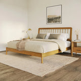 King Spindle Bed Mid Century Modern - Caramel - Furniture Home Direct