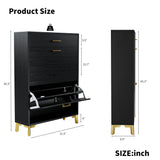 Shoe Storage Cabinet with 2 Flip Drawers - Black - Furniture Home Direct