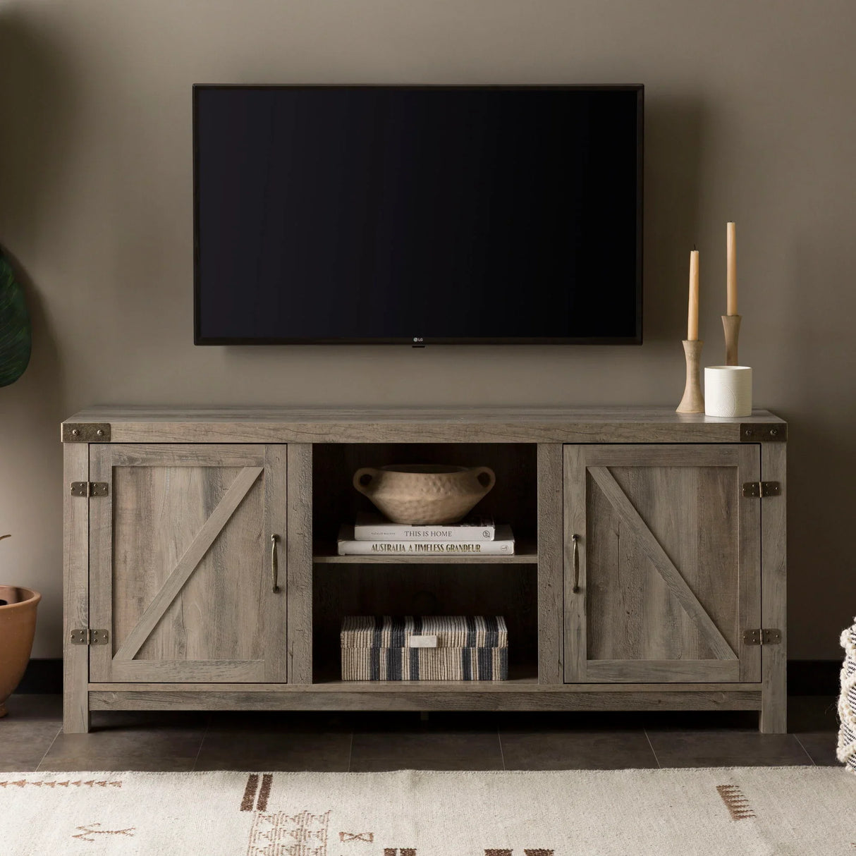 Farmhouse Barn Door TV Stand For TVs Up To 65" - Furniture Home Direct