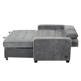 Upholstered Loveseat with Pull Out Sofa, Two Throw Pillows, Dual USB Charging Port And Adjustable Backrest - Gray - Furniture Home Direct