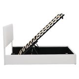 Storage Bed With Hydraulic Lift Platform, Upholstered White - Furniture Home Direct