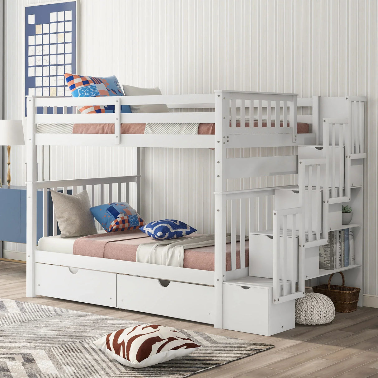 Bunk Bed With Shelves And 6 Storage Drawers - Furniture Home Direct