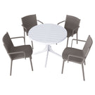 4 Modern Stackable Plastic Armchair Matched With Round Table